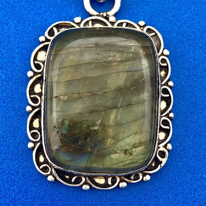 Sterling Silver 925 Labradorite Leo Scorpio Sagittarius Zodiac Stone Pendant