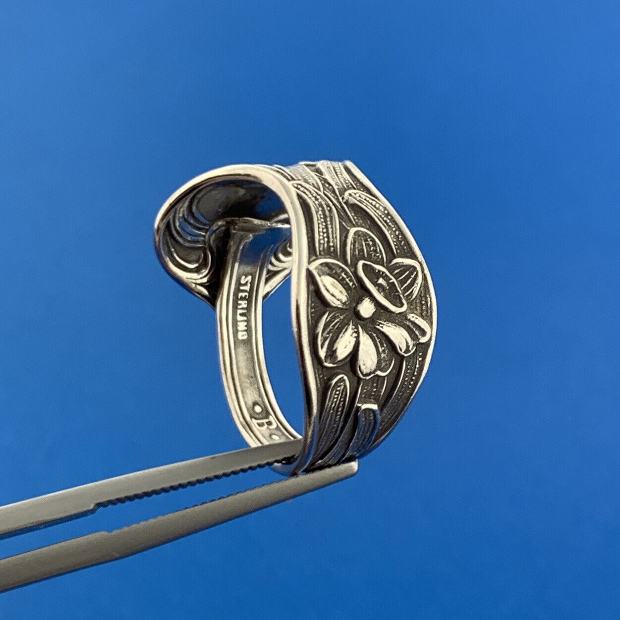 Baker Manchester Daffodil 925 Sterling Silver Bypass Adjustable Spoon Ring