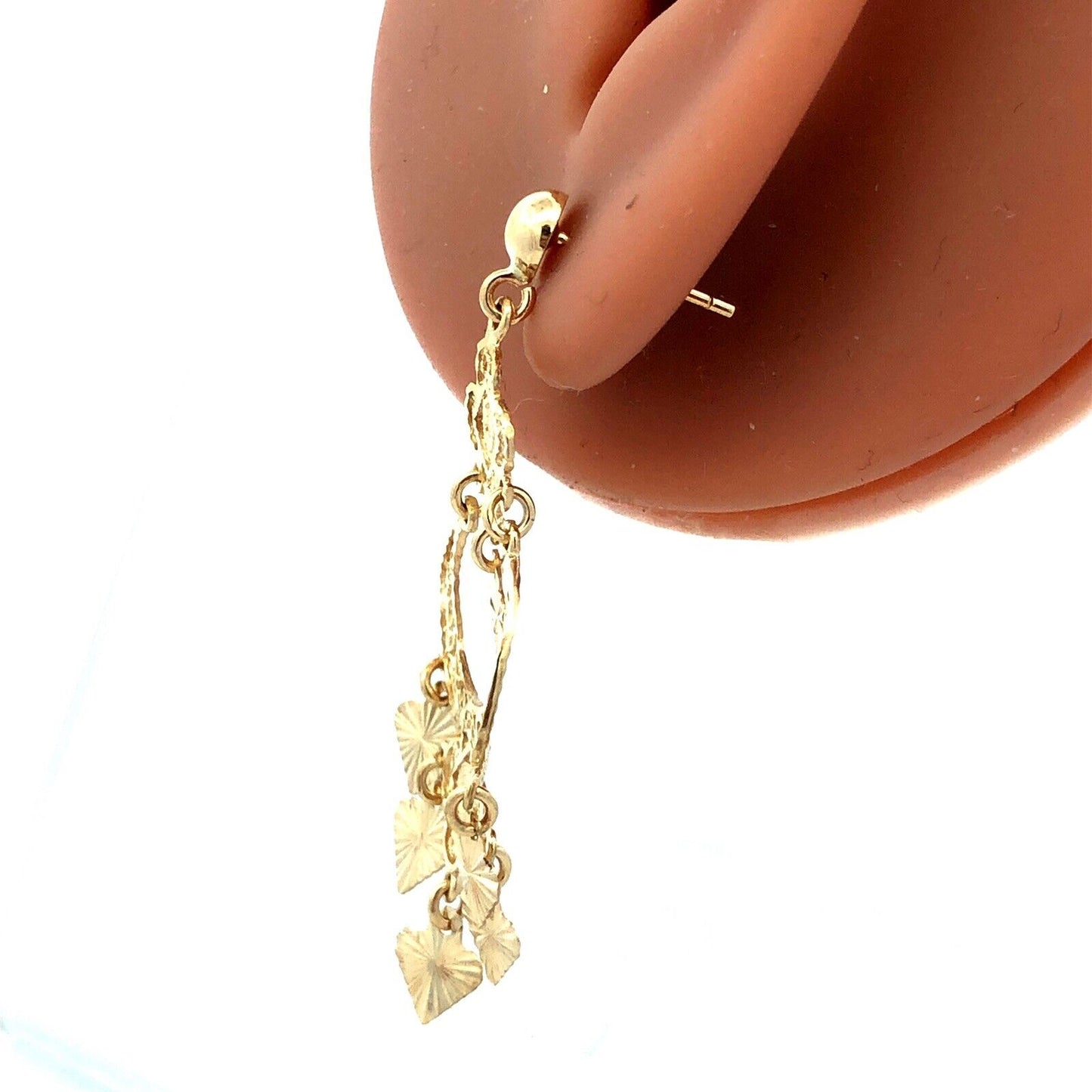 Designer 14K Yellow Gold Filigree Textured Statement Chandelier Dangle Earrings