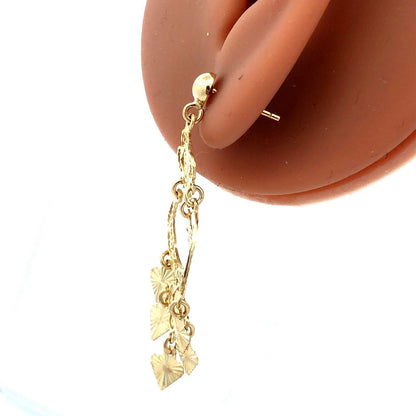 Designer 14K Yellow Gold Filigree Textured Statement Chandelier Dangle Earrings