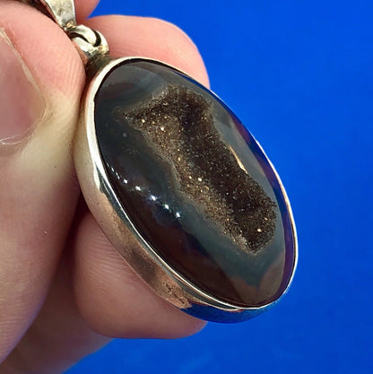 Starborn Creations Sterling Silver 925 Oval Window Drusy Druzy Pendant Necklace