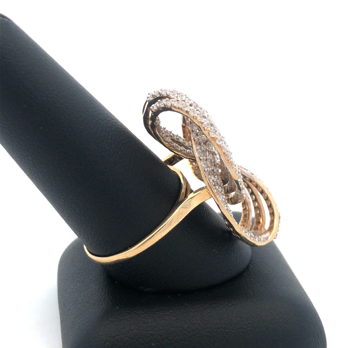 10k Yellow Gold Cubic Zirconia Knot Statement Cocktail Ring