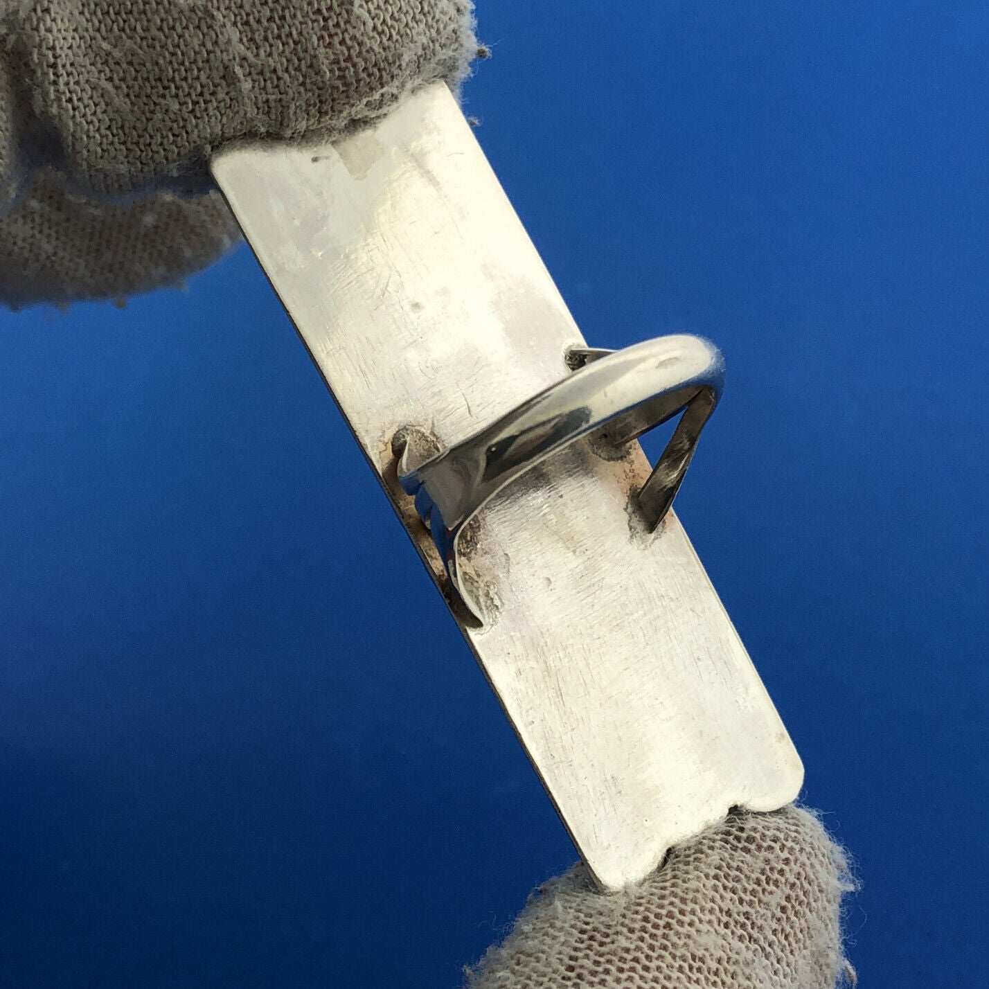 Native American Artisan Sterling Silver Coral Turquoise Rectangle Statement Ring