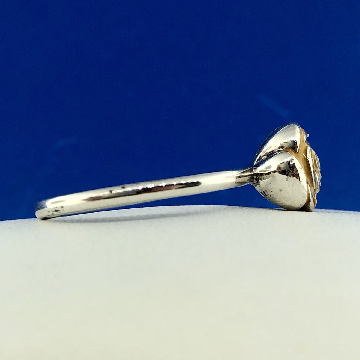 Pandora ALE Sterling Silver 925 Gold Cream Enamel Blooming Rose Flower Ring