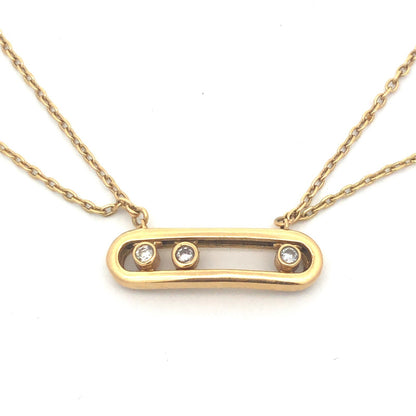 Designer Pacha 18K Yellow Gold Diamond Bar Double Oval Link Chain Necklace