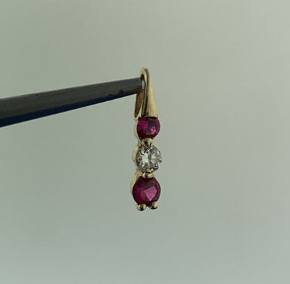 Vintage 10K Yellow Gold Pink Spinel White Cubic Zirconia Charm Pendant