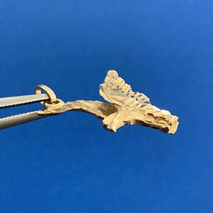 Designer 14K Yellow Gold Flying Eagle United States Patriotic Charm Pendant