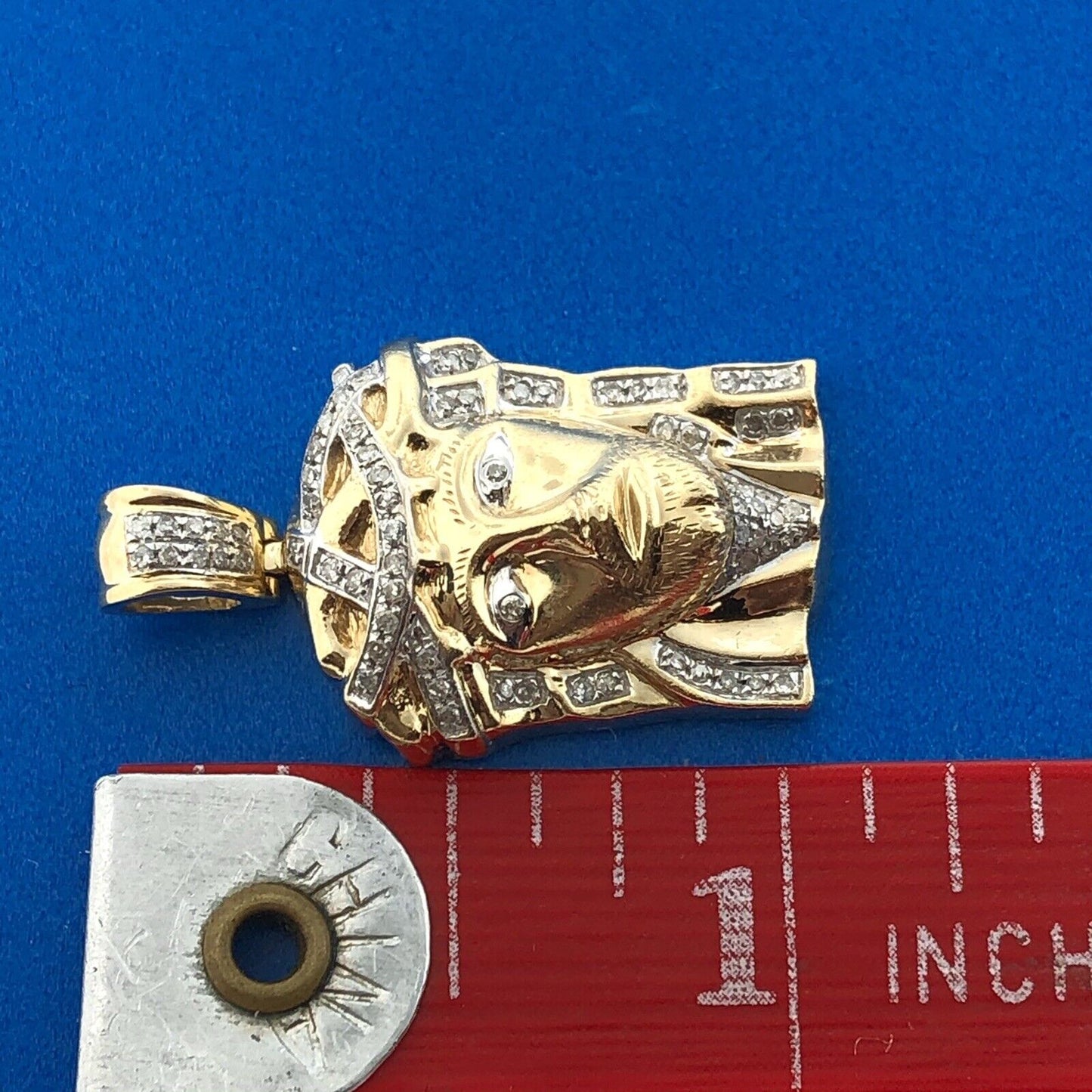 Designer 10K Yellow Gold Diamond Christ's Head Jesus Religious Petite Pendant