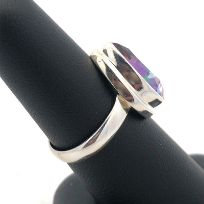 925 Sterling Silver Pear Multicolored CZ Solitaire Statement Ring