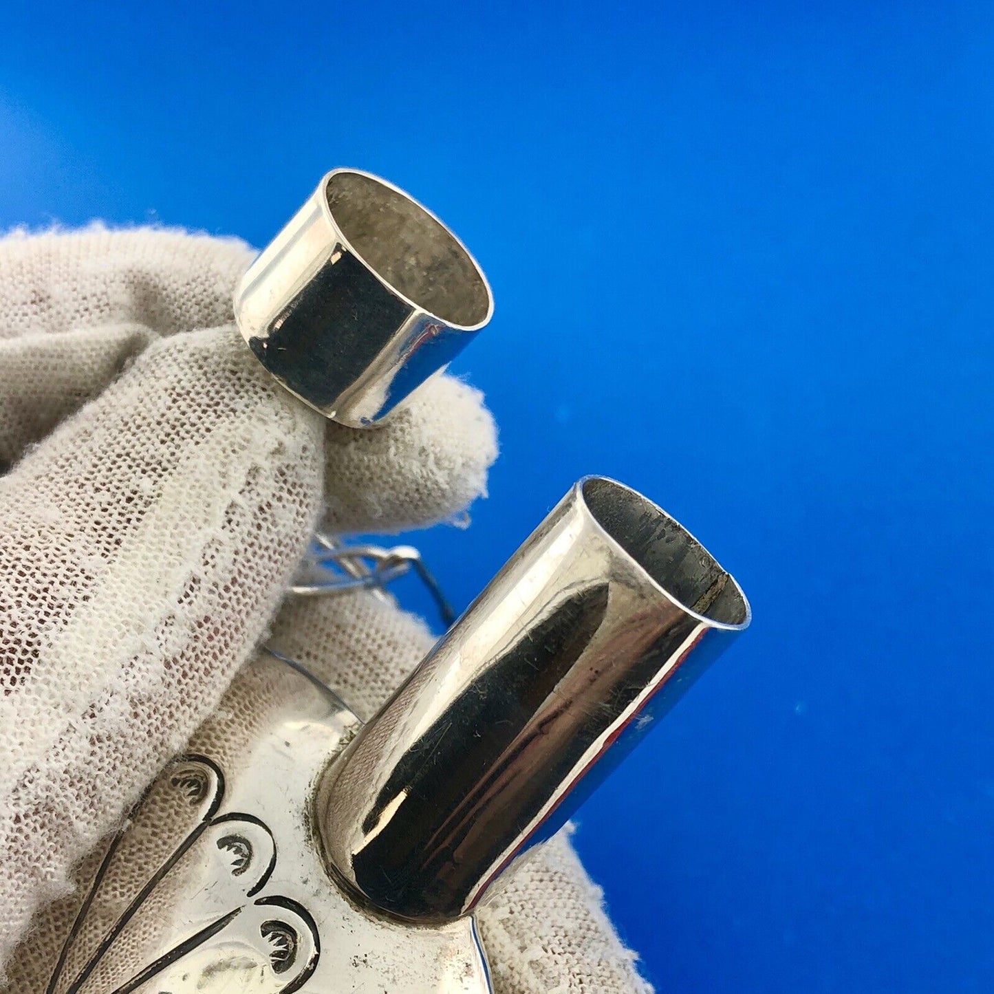 Native American 925 Sterling Silver Turquoise Hand Stamped Tobacco Flask Canteen