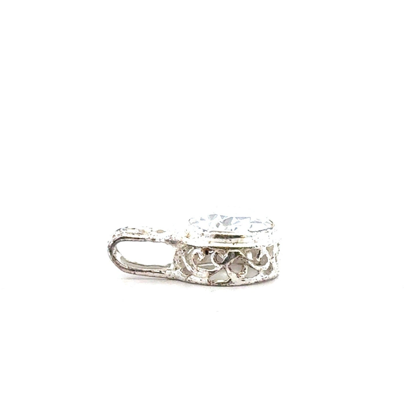 Designer 925 Sterling Silver Cubic Zirconia East West Scroll Statement Pendant