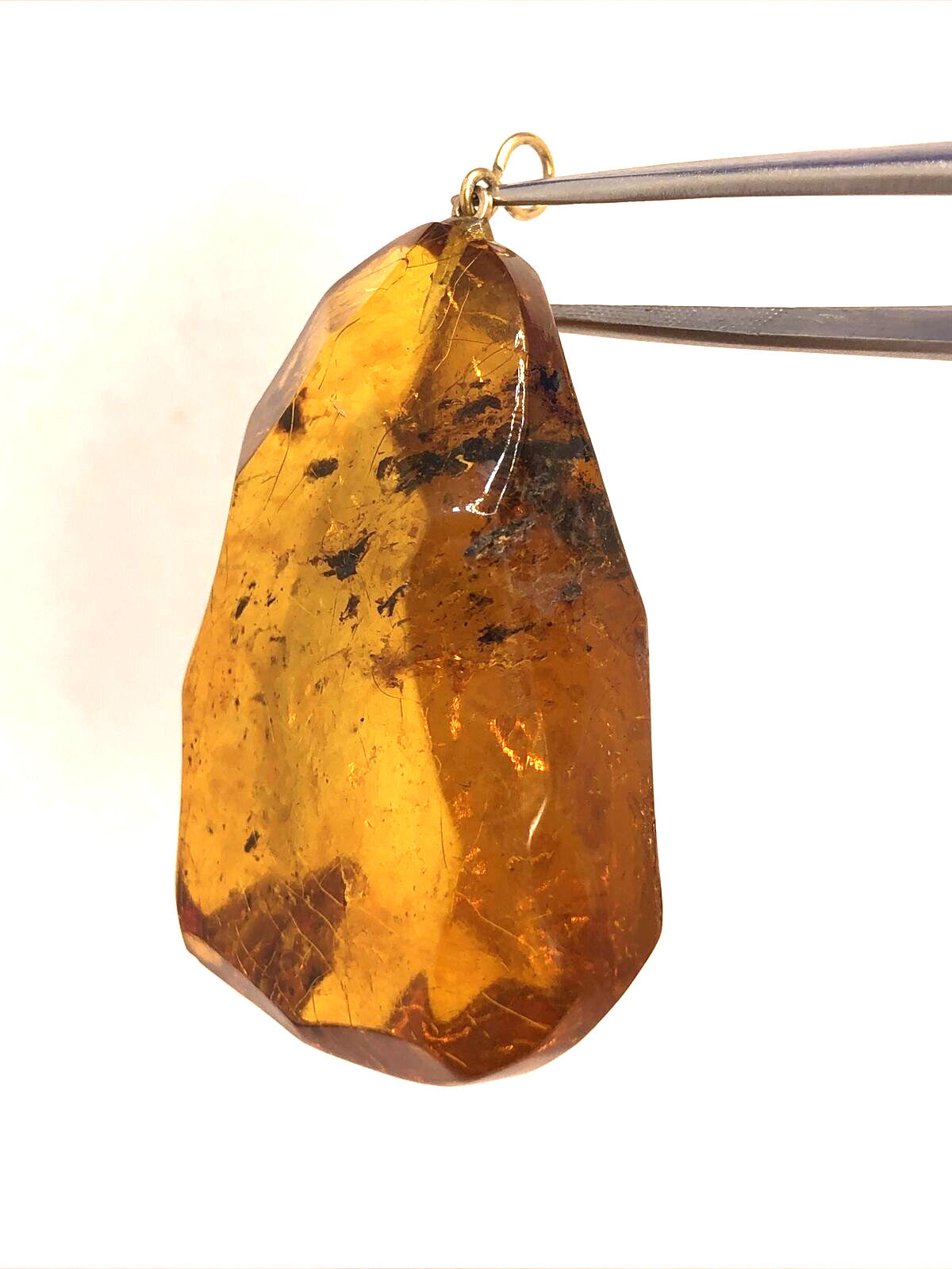 Vintage Large Orange Amber Crystal Healing Statement Pendant