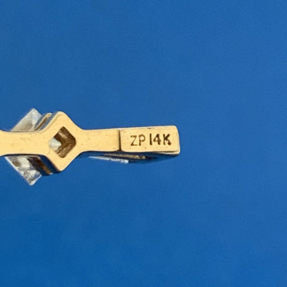 Designer 14K Yellow Gold Princess Diamond Trio Anniversary Journey Pendant