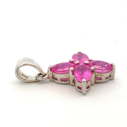 Designer TGGC 925 Sterling Silver Pink Oval Sapphire Cross Charm Pendant
