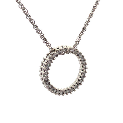 Designer 14K White Gold Diamond Infinity Eternity Anniversary Pendant Necklace