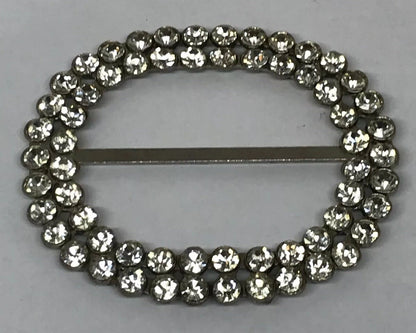 Vintage Runway Silver Tone Rhinestone Oval Statement Scarf Belt Slide Buckle