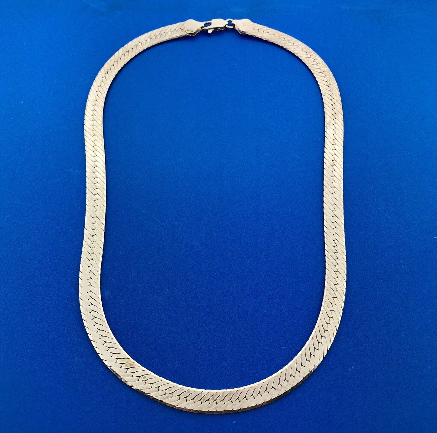 Vintage Italy GLO 925 Sterling Silver Flat Serpentine Link Chain Necklace