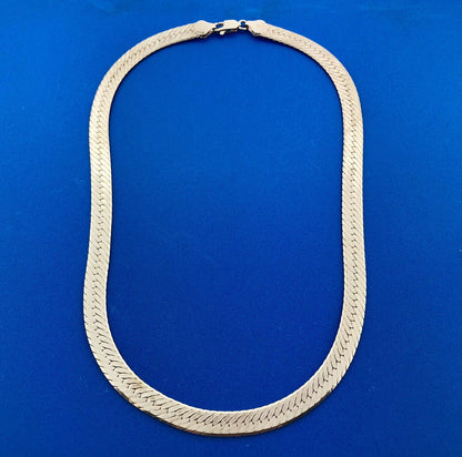 Vintage Italy GLO 925 Sterling Silver Flat Serpentine Link Chain Necklace