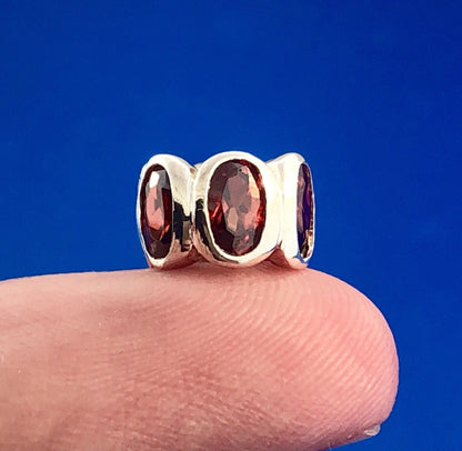 Designer 925 Sterling Silver Oval Garnet January Slide Bracelet Bead Charm