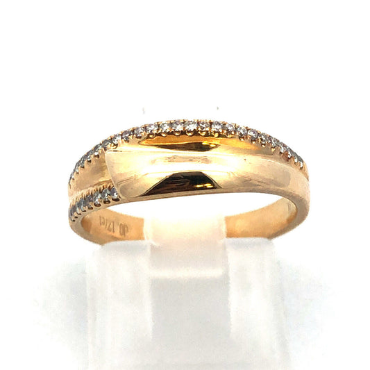 Designer 14K Yellow Gold Diamond Modernist Wedding Bridal Anniversary Band Ring