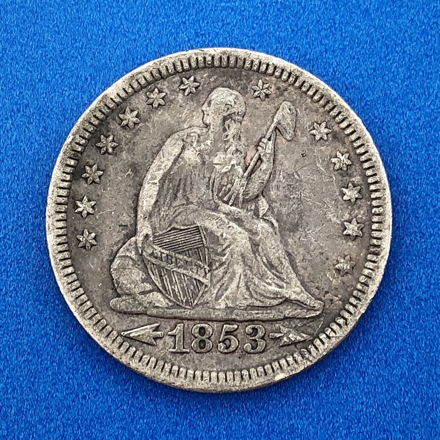 1853 P Seated Liberty Silver Quarter Dollar 25c Type 2 Better One Year Type Coin