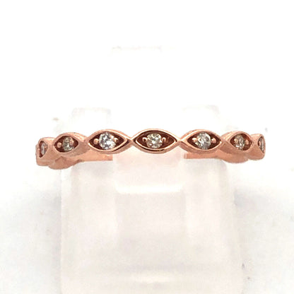 14K Rose Gold Round Diamond Bubble Stacking Anniversary Wedding Band Ring