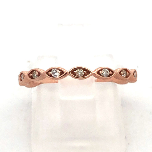 14K Rose Gold Round Diamond Bubble Stacking Anniversary Wedding Band Ring