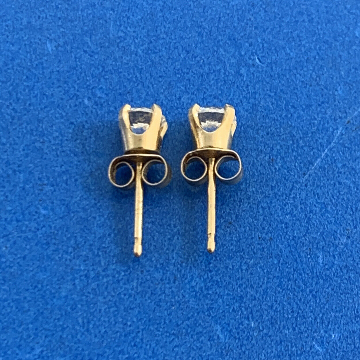 Designer 14K Yellow Gold Round White Tourmaline Stud Earrings