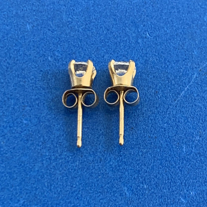 Designer 14K Yellow Gold Round White Tourmaline Stud Earrings