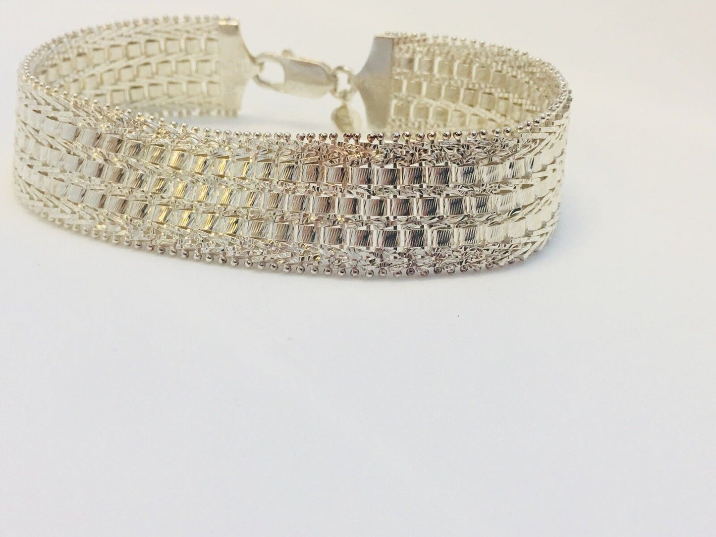 Karizia Spa KA 1772 La Dea Bendata 925 Sterling Silver Wide Textured Bracelet