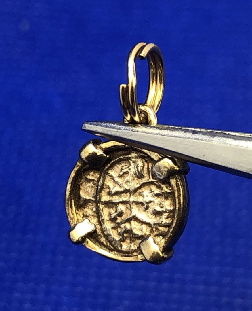 Vintage 925 Sterling Silver Vermeil Round Bronze Ancient Coin Pendant