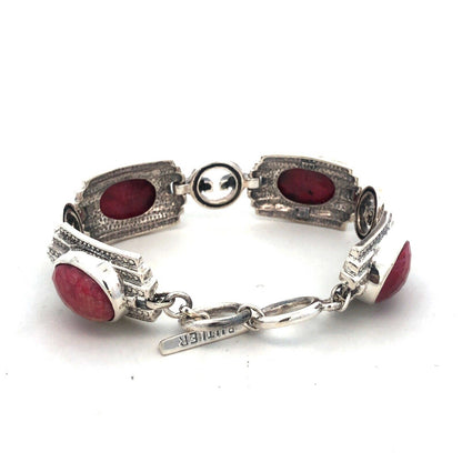 Designer Nicky Butler 925 Sterling Silver Ruby Corundum Statement Panel Bracelet