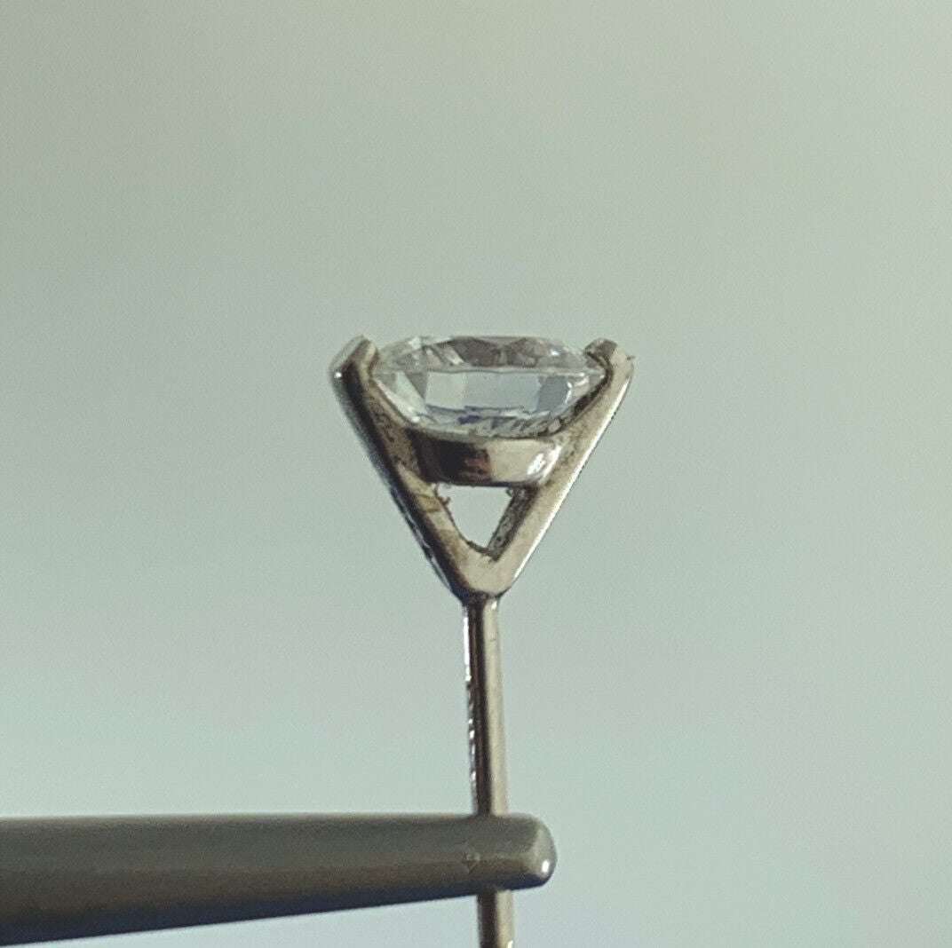 Designer 14K White Gold Cubic Zirconia CZ Solitaire Stud Earrings