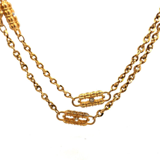 Camrose Kross JBK Jacqueline Kennedy Gold Tone CZ Double Row Paperclip Necklace