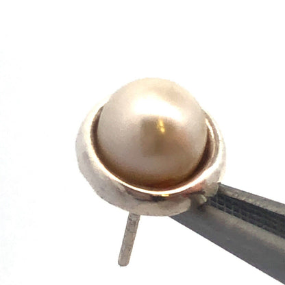 Designer 925 Sterling Silver Round Pearl Stud Earrings