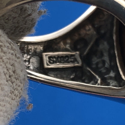 Designer SX Thailand Sterling Silver Marquise Tigers Eye Snakeskin Band Ring