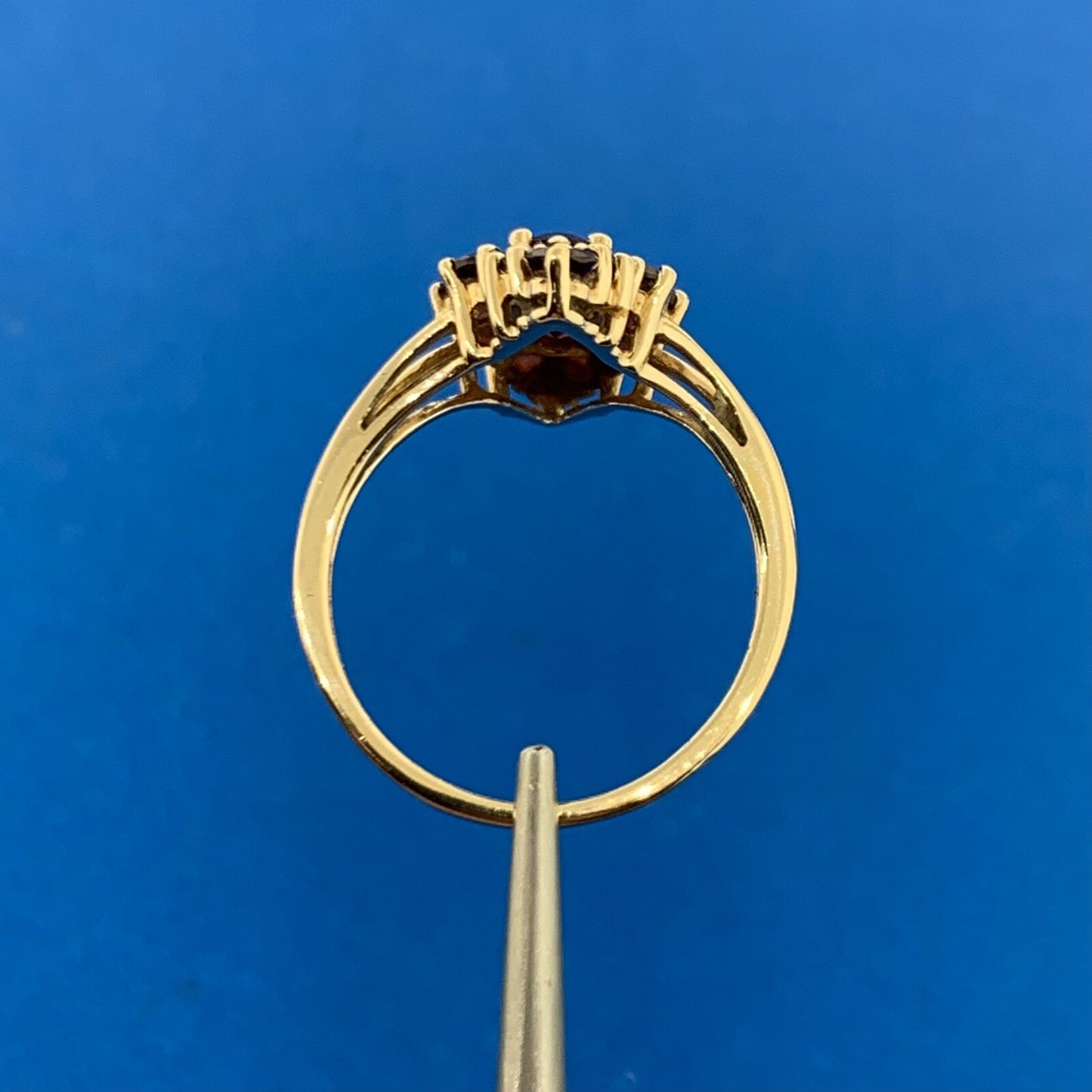 14K Yellow Gold Red Garnet Cluster January Birthstone Statement Ring