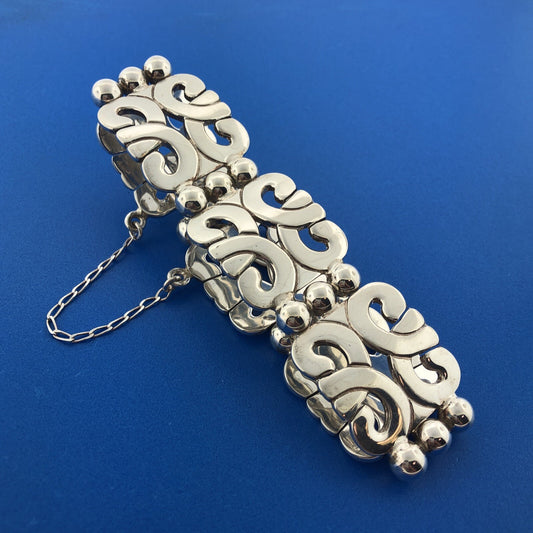 Vintage ATI Mexico Sterling Silver 925 Modernist Artisan Hinged Panel Bracelet