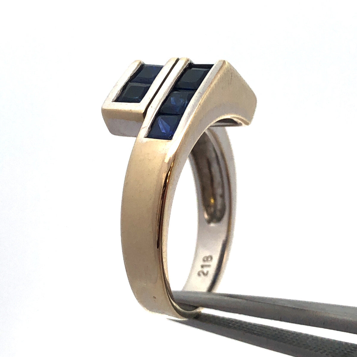 Modernist 18k White Gold Sapphire September Anniversary Birthday Abstract Ring
