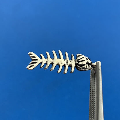 Retro 925 Sterling Silver Fish Bones Strength Tenacity Bracelet Pendant Charm