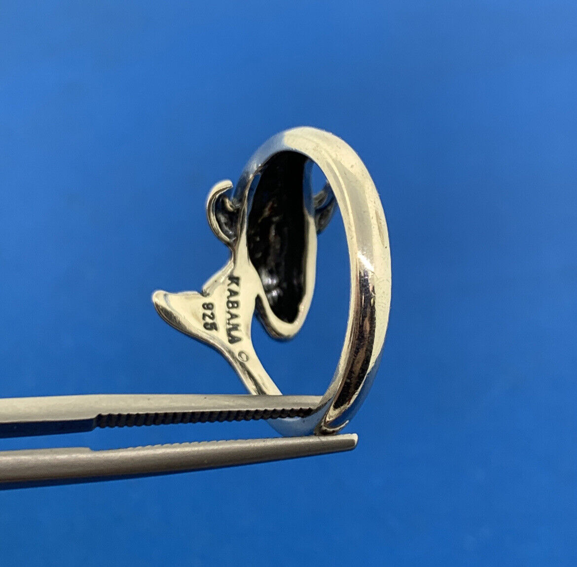 Vintage Designer KABANA Sterling Silver 925 Dolphin Ocean Fish Wrap Bypass Ring