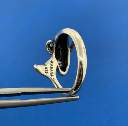 Vintage Designer KABANA Sterling Silver 925 Dolphin Ocean Fish Wrap Bypass Ring