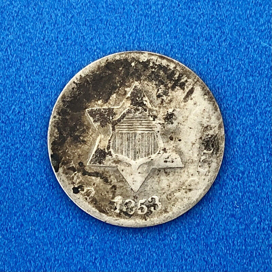 1853 P 3 Cent Silver Three Cent Piece 3c Trime Better Key Philadelphia Mint Coin