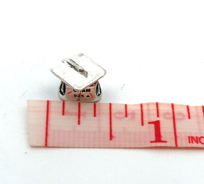 Designer Chamilia 925 Sterling Silver Grad Graduation Cap Bracelet Bead Charm