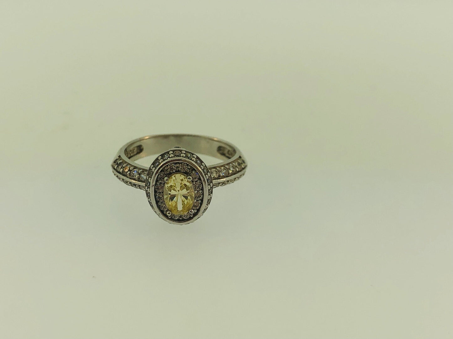 Sterling Silver Yellow White Cubic Zirconia Engagement Bridal Ring S179