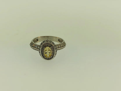 Sterling Silver Yellow White Cubic Zirconia Engagement Bridal Ring S179