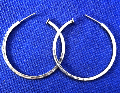 Designer 925 Sterling Silver Hammered Hoop Statement Earrings