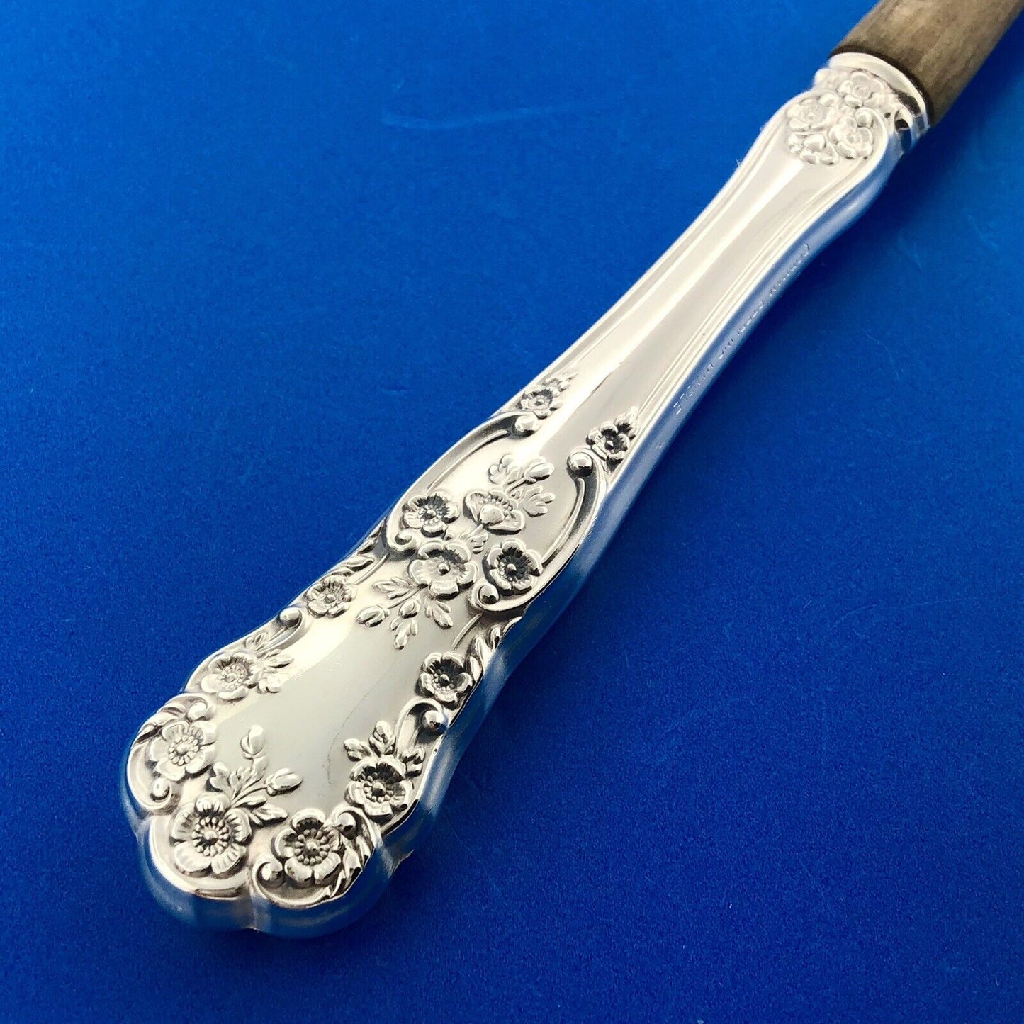 Gorham Buttercup 925 Sterling Silver Handle Salad Serving Wooden Spork 11"