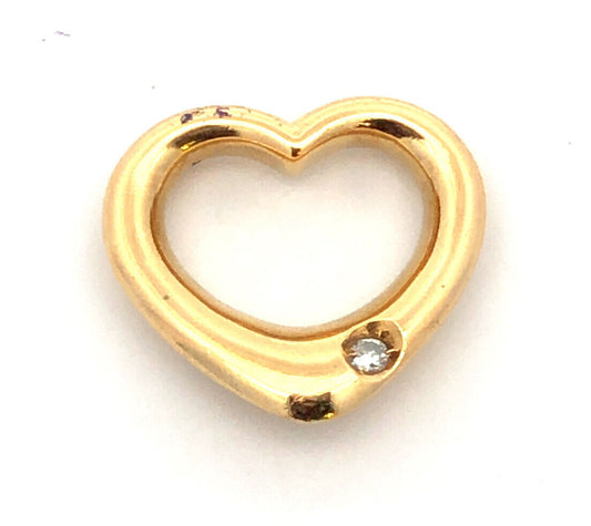 Designer Christ 18K Yellow Gold Round Diamond Puffy Heart Anniversary Pendant