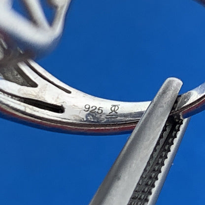 Designer 925 Sterling Silver Pave Diamond Rectangle Statement Finger Dome Ring